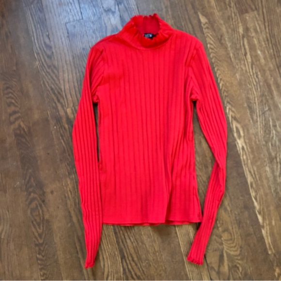 J. Crew Women's Pointelle Red Turtle Neck Top - Picture 4 of 5